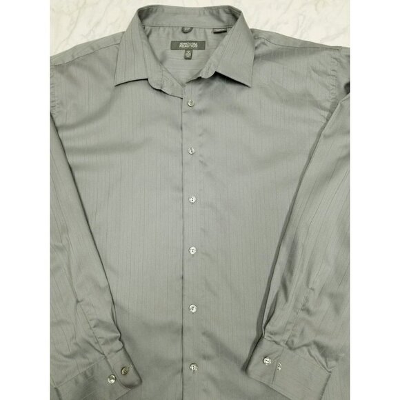Kenneth Cole Reaction metallic gray Button Down Dress Shirt wrinkle free XXL - Picture 7 of 11